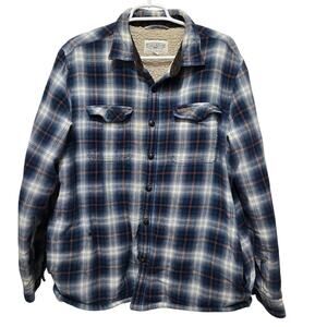 Field & Stream Plaid Sherpa Shacket Blue Brown Size L